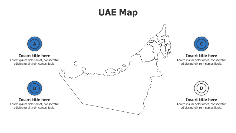 4 Points Outline UAE Map Infographic