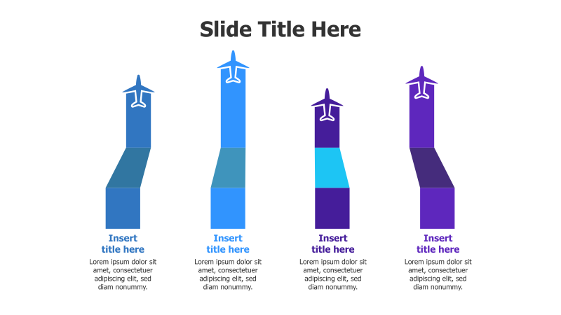 4-Point Colored Flying Planes Infographic