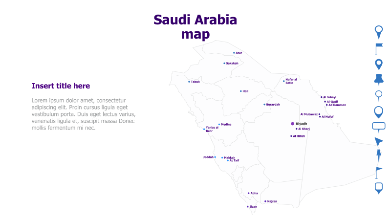 Saudi Arabia Map with City Markers