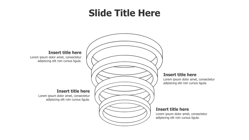 4-Point 3D Outline Rings Funnel Infographic
