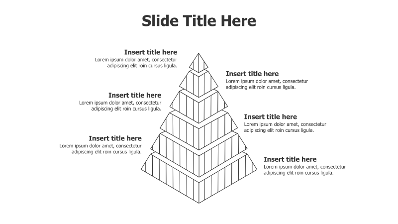 6-Level 3D Striped Pyramid Diagram