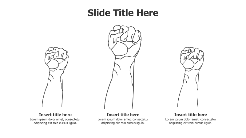 3 Points Outline Raising Hands Infographic