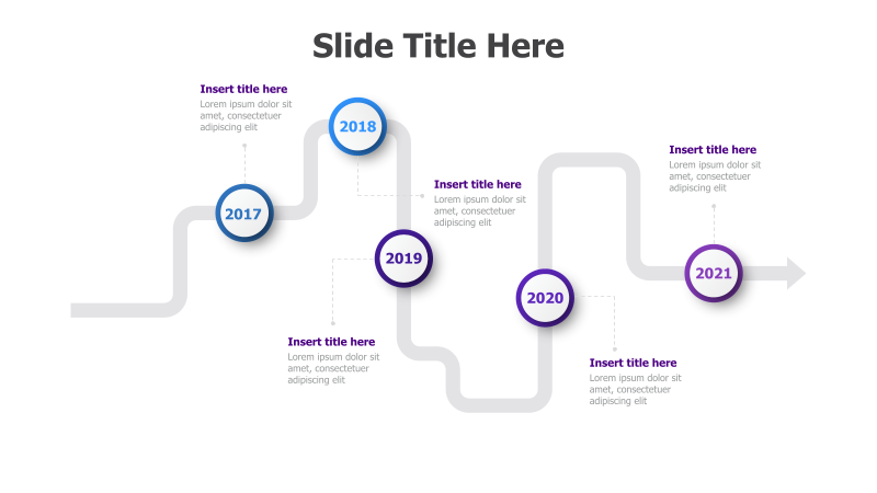 5-Point Timeline with Arrow Path