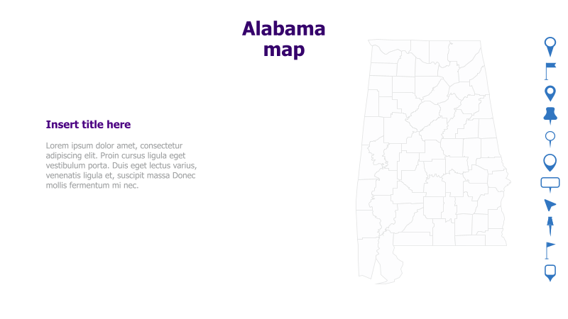 Alabama Map with Text Placeholder