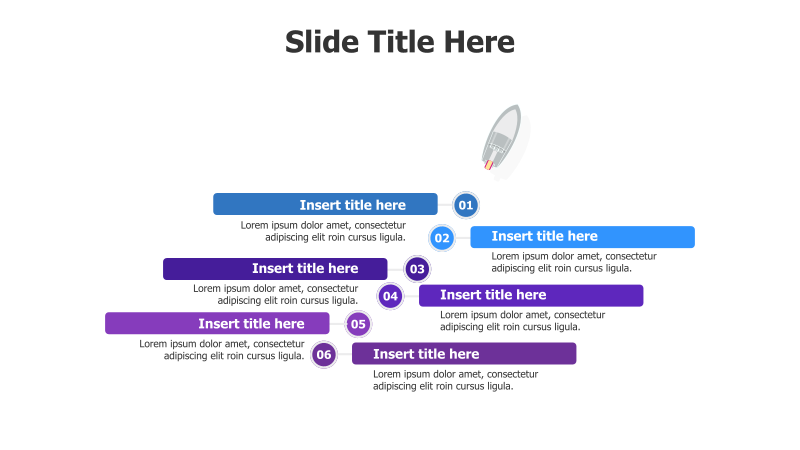 6-Step Process with Rocket Infographic