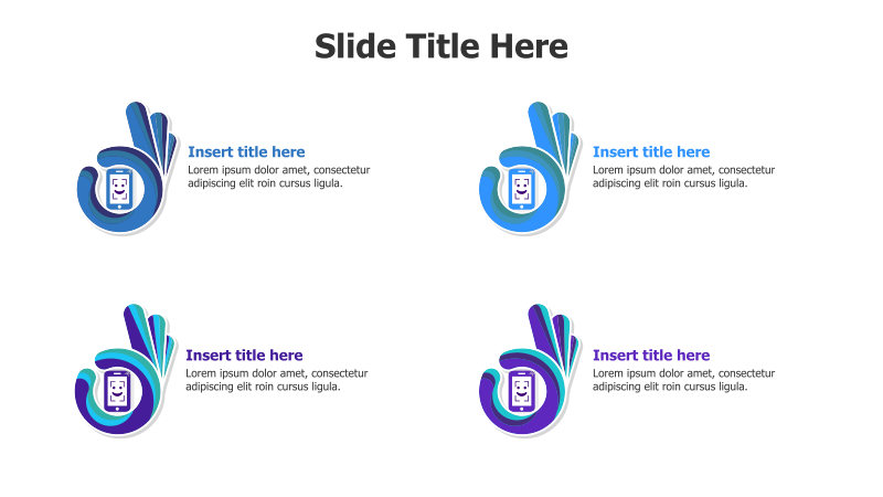 4 Points Hand and Phone Infographic