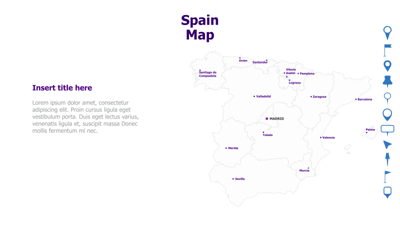 Spain Map with City Markers
