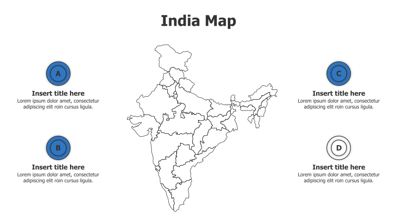 4 Points Outline India Map Infographic