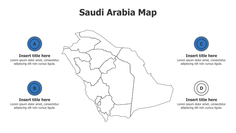 4 Points Outline Saudi Arabia Map Infographic