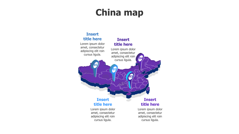 3D China Map with Location Pins