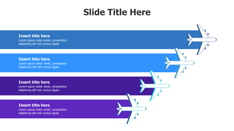 4-Point Timeline with Airplane Icons