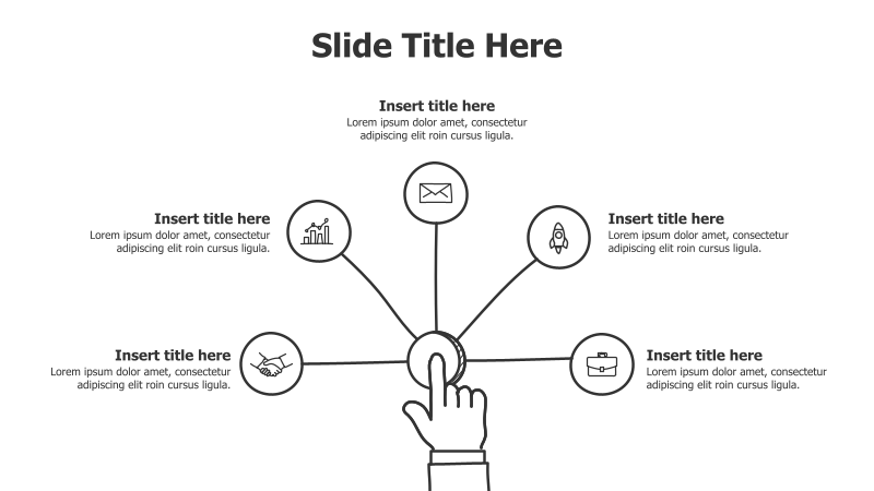 5 Points Doodle Hand Pressing Button Infographic