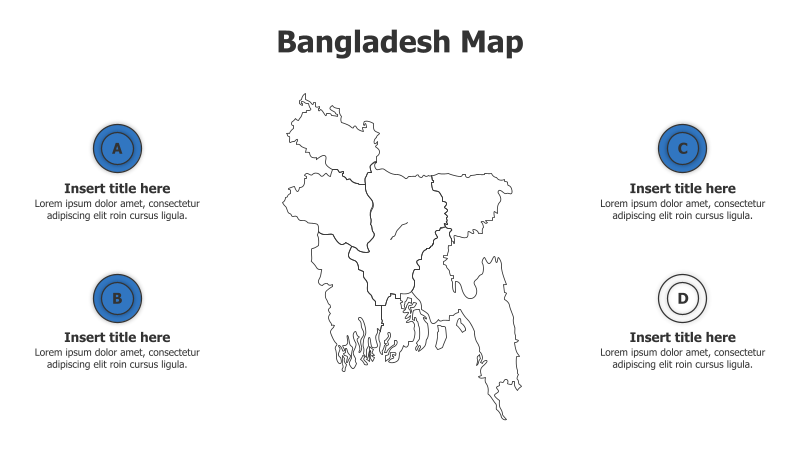 4 Points Outline Bangladesh Map Infographic