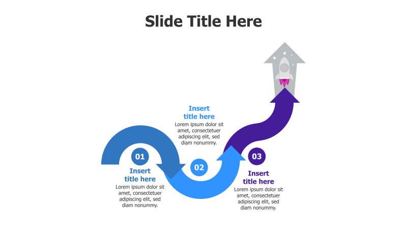 3-Step Curved Process with Rocket