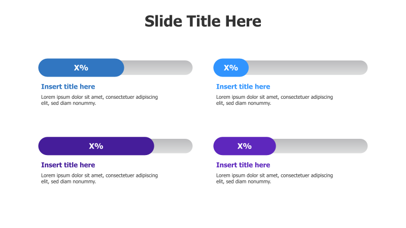 4 Points Editable Curved Colored Stripes with Percentage Infographic