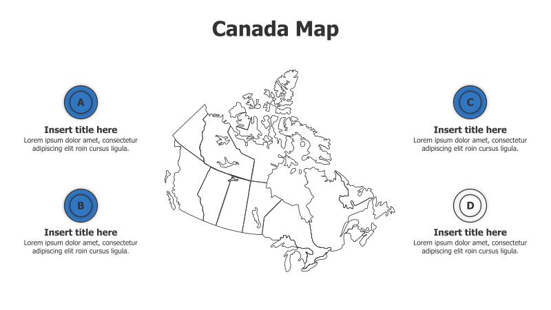 4 Points Outline Canada Map Infographic