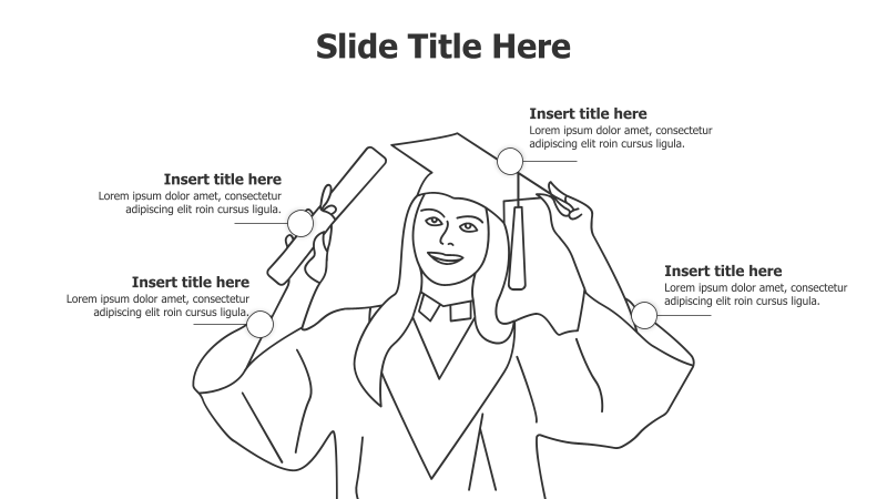 4 Points Outline Graduated Girl Infographic