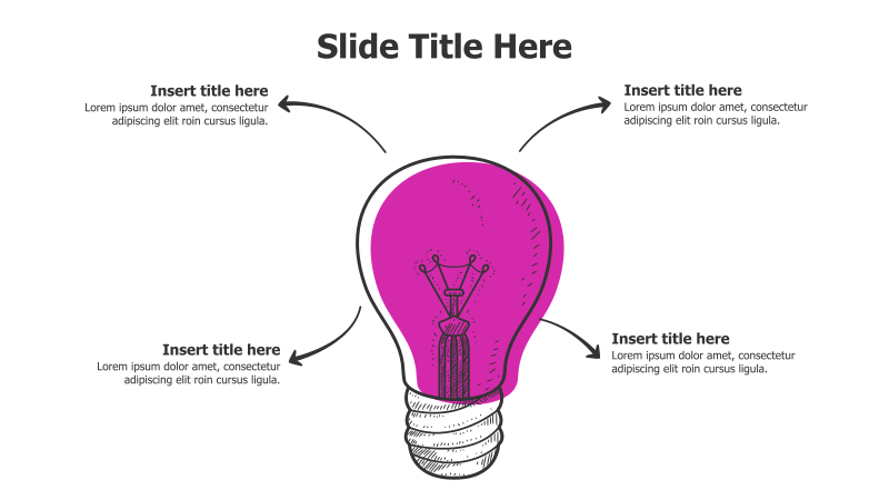 4 Points Arrows from Doodle Bulb Infographic