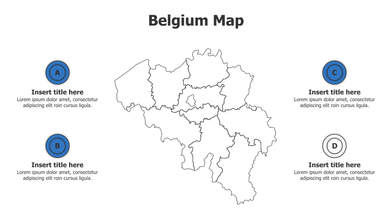 4 Points Outline Belgium Map Infographic