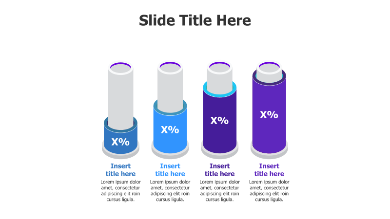 4-Point 3D Pipe Infographic with Percentages