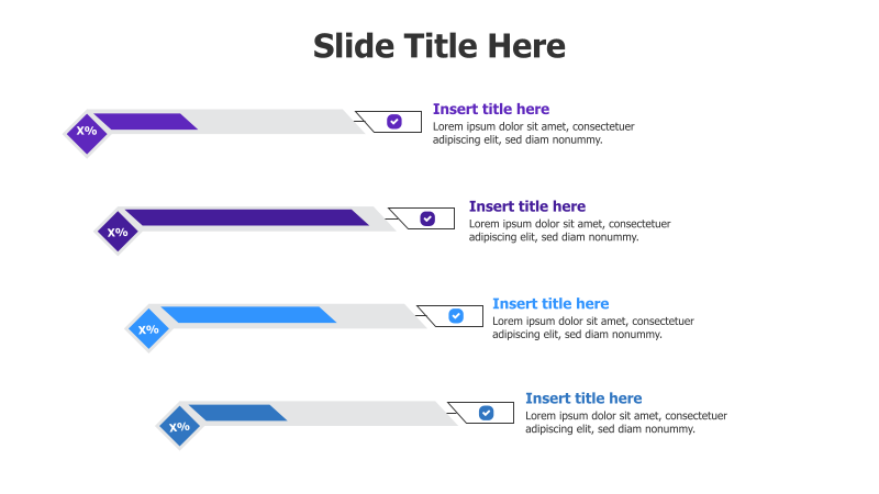 4-Point Editable Stripes with Percentage Infographic
