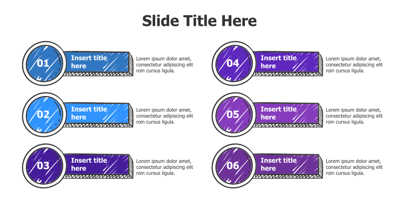 6-Point Circular Infographic with Doodle Stripes