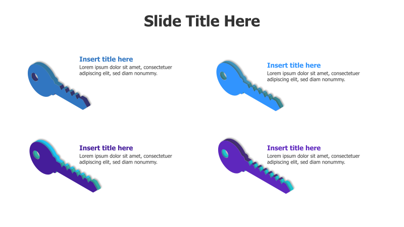 4 Points 3D Colored Keys Infographic