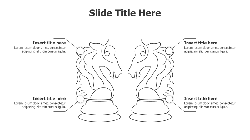 4 Points Outline Chess Knight Infographic