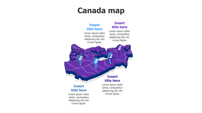 3D Canada Map with Location Pins