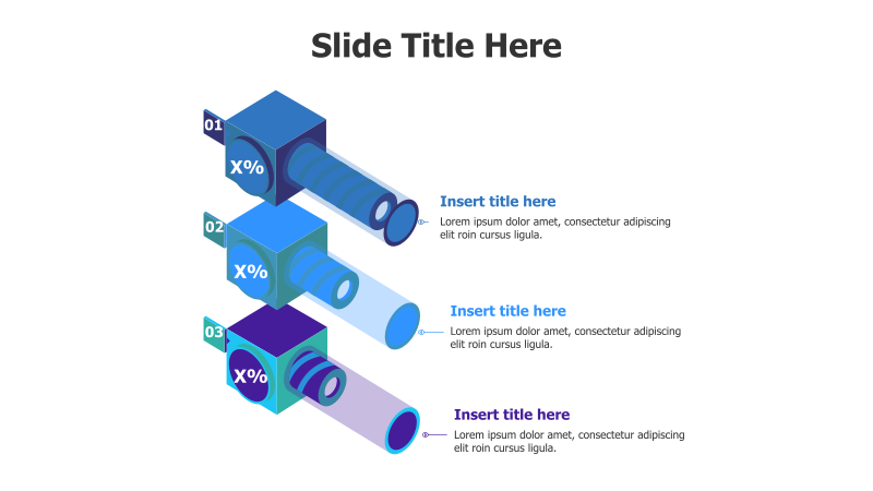 3-Step 3D Pipe Diagram with Percentages