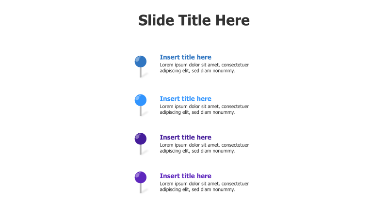 4 Points Standing Colored Pins Infographic