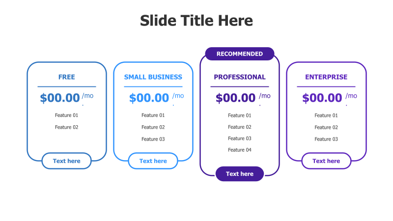 4-Tier Pricing Plan Comparison