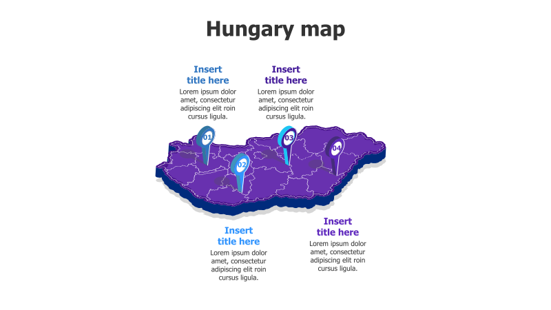 Hungary 3D Map with Location Pins