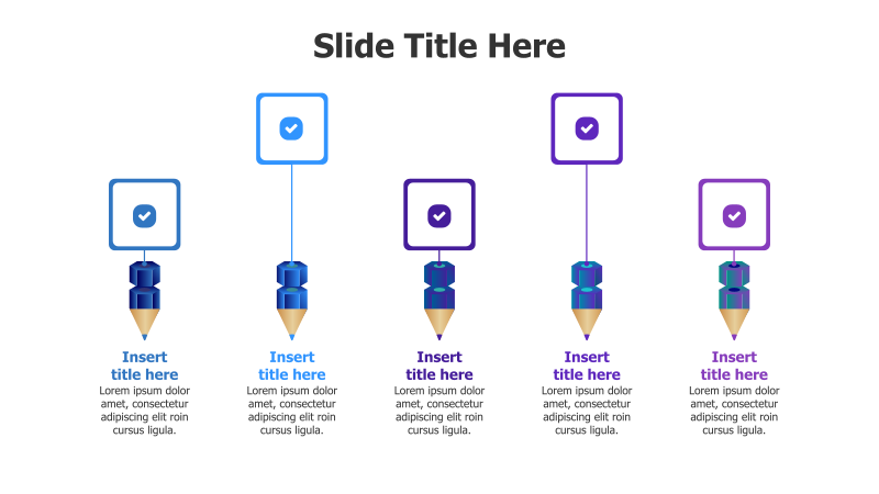 5-Step Process with Pencil Infographic