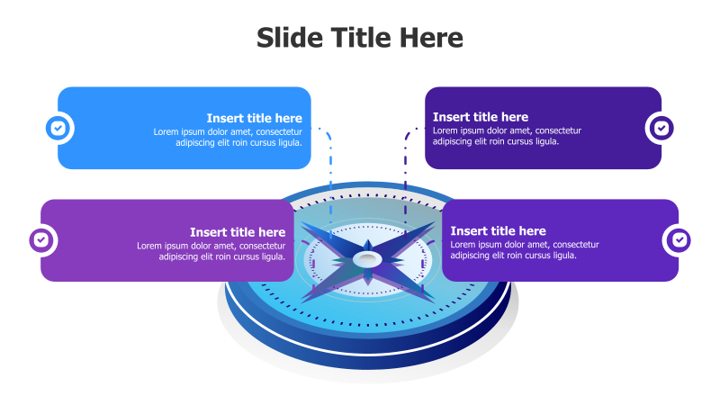 4-Point 3D Compass Infographic