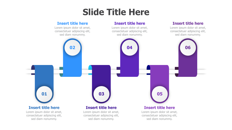 6-Step Linear Infographic with 3D Elements