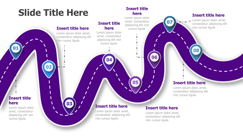 8-Point Wavy Roadmap Infographic