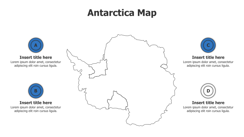 4 Points Outline Antarctica Map Infographic