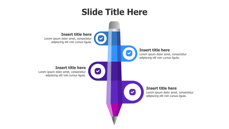 4-Point Pencil Infographic with Checkmarks