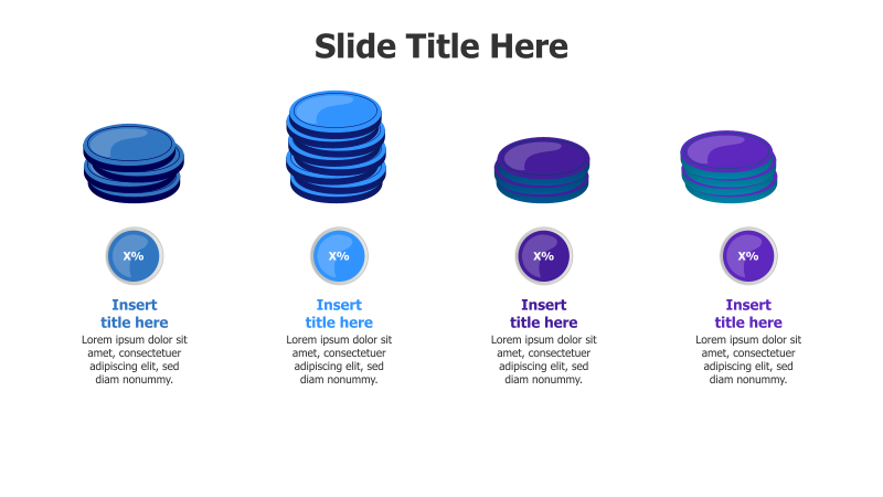 4-Point Editable Colored Coins Chart Infographic