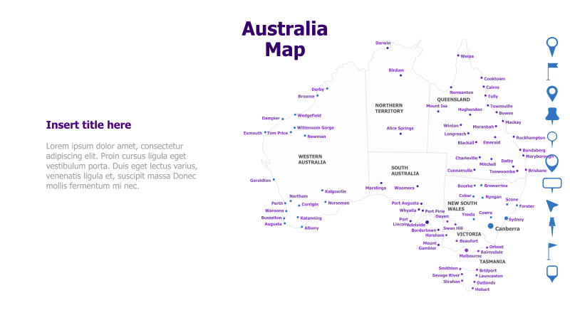 Australia Map with City Markers