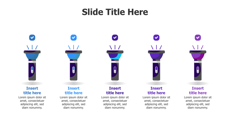 5 Points Colored Lighten Torches Infographic