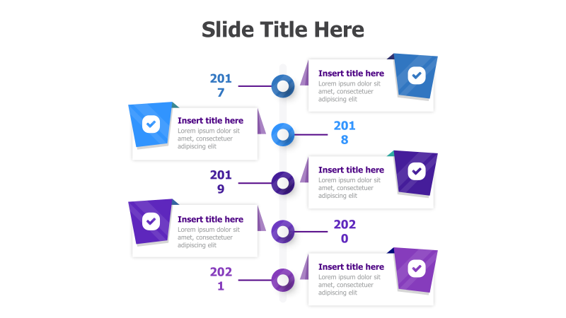 5-Point Vertical Timeline with 3D Blocks