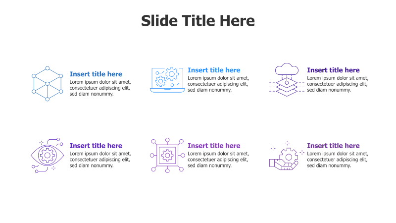 6 Points Colored Online Icons Infographic
