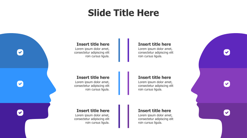 6 Points Facing Heads Infographic