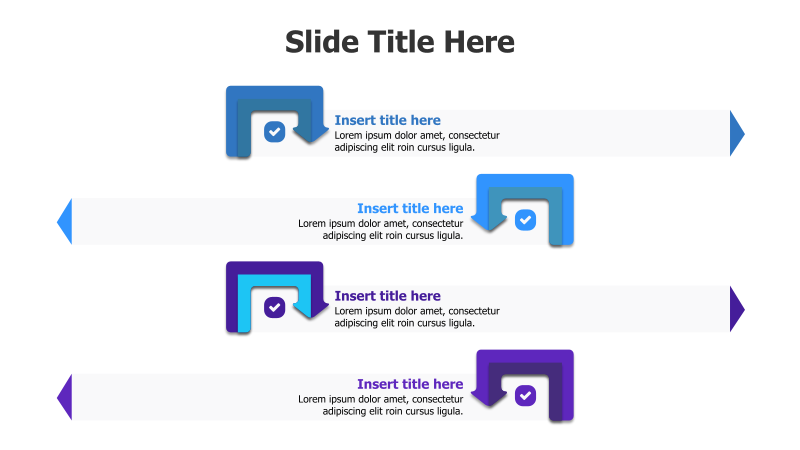 4-Step Timeline with Arrows and Checkmarks