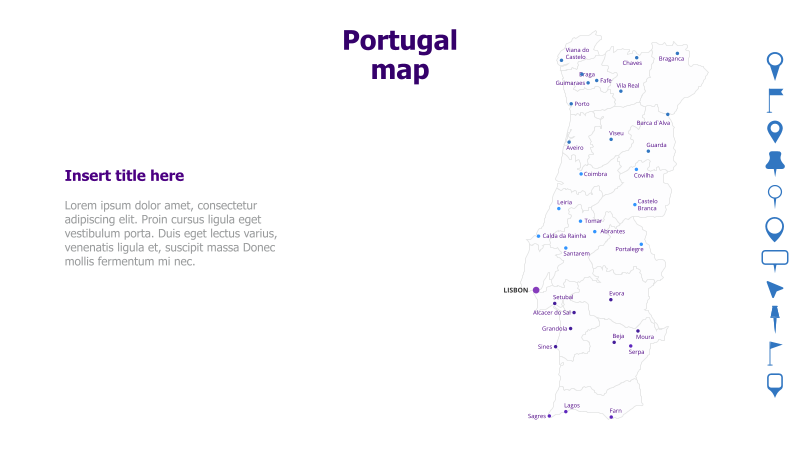 Portugal Map with City Markers