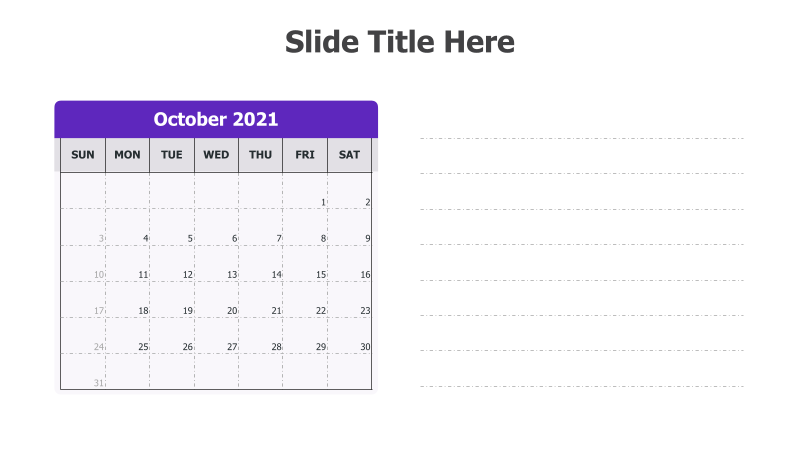October 2021 Calendar with Notes