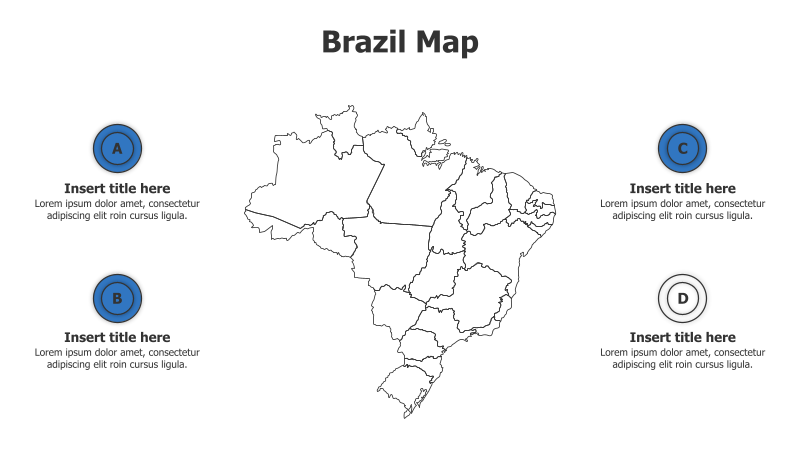 4 Points Outline Brazil Map Infographic