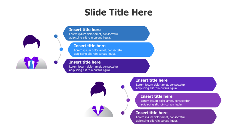 6-Point Striped Infographic with Employee Icons